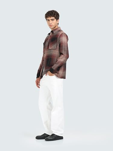 Image of StitchX Men's Full Sleeve Overshirt Checkered Textured Shacket