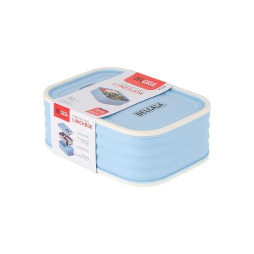 DelcasaDC3214 Ecoblend Combo Lunch Box, 730/950 ml Capacity, Blue