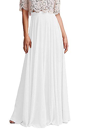 Long Maxi Floor Lengh Chiffon Skirt Elastic High Waist Bridesmaid Skirt