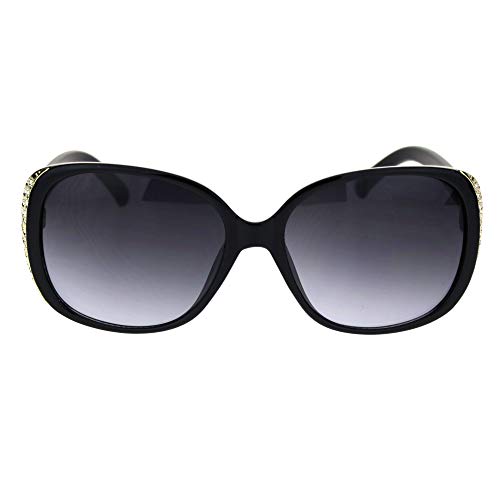 Womens Gold Nugget Rhinestone Side Trim Plastic Butterfly Sunglasses2