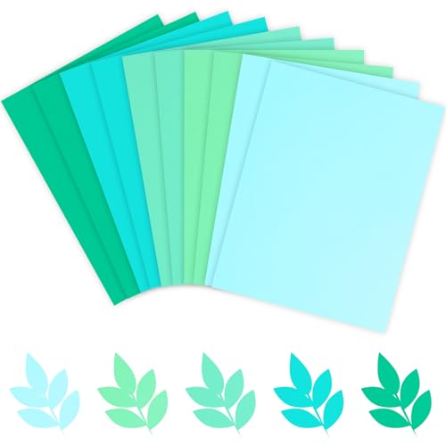Whaline 50 Sheet 8.5 x 11 Inch Teal Blue Card Stock Paper 5 Solid Macaron Blue Colors Cardstock Paper Cyan Turquoise Core Scrapbook Crafts Paper for Print DIY Art Making School Office Supplies, 65lb