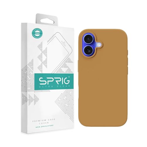 Image of SPRIG Compatible with iPhone 16 Premium SilkTone (Liquid Silicone) Back Cover Drop Tested Shock Proof Mobile Case for Men, Women, Boys and Girls with Camera Protection (Golden Brown)