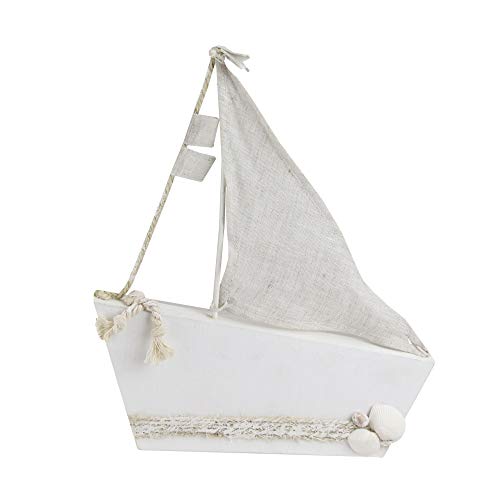 Northlight Cape Cod Inspired Ship with Sails Decoration - 11.5” - White and Tan