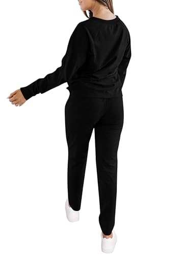 KIRUNDO Womens Sweatsuits 2 Piece Set 2025 Fall Winter Button Henley Sweatshirt Drawstring Pants Lounge Sets with Pockets2