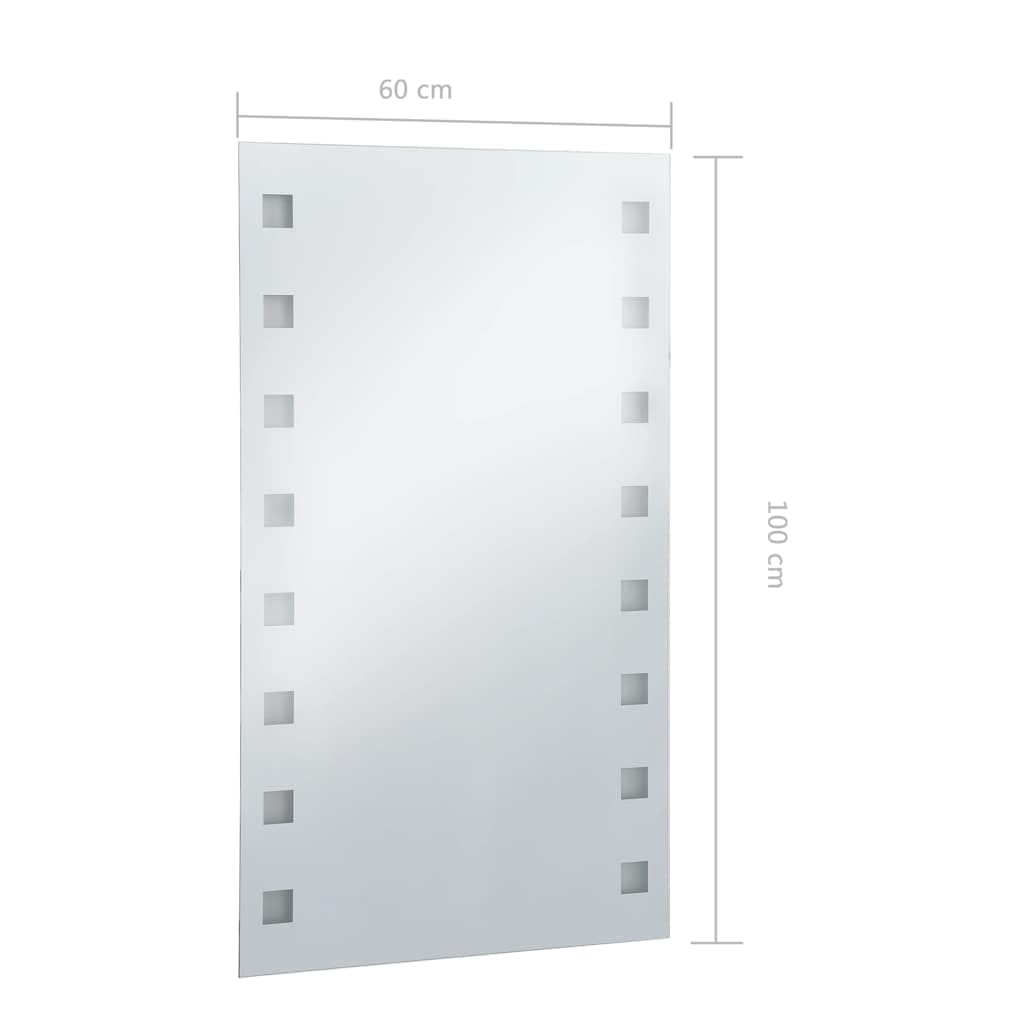 LED-Badezimmer-Wandspiegel 60 x 100 cm mit Rahmen aus Glas und Aluminium, IP44 Beleuchtung für Bad, Flur und Garderobe, helles Licht für Make-up und Rasur