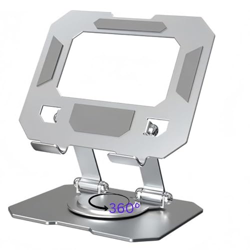 Image of SOOPII Heavy-Duty Metal Tablet Stand Holder with 360 Rotating Base | Multi-Angle Adjustable | Sturdy & Universal Compatibility for All Tablets, iPad Pro 12.9 /11 /10.9 /10.2, iPad Air & More (Silver)