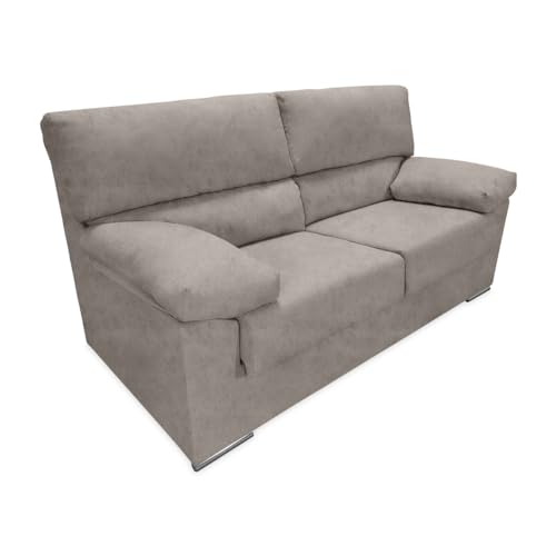 Homey - Sofá de 3 Plazas para Salón o Sala de Estar, Modelo Armin, Diseño Moderno, Cómodo y Funcional, Tapizado Magnol Acabado en Cemento