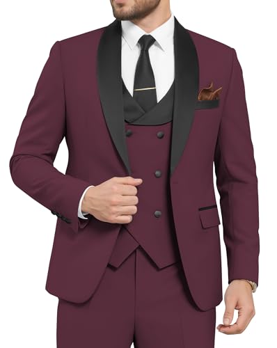 Men's Tuxedo Suit Regular Fit 3 Piece Double Breasted Suit Men Formal Wedding Prom Tuxedo Suits for Men