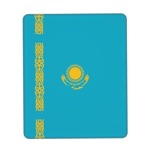 Tapis de souris imprimé drapeau du Kazakhstan confortable - Base antidérapante en cuir PU, design lisse et moderne pour le bureau, la maison 22 x 26 cm