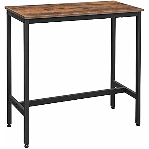VASAGLE Rustic Brown Bar Table with Steel Frame Cover