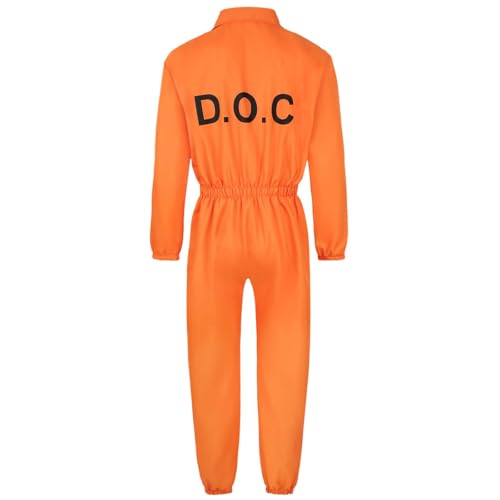 Genérico Trajes De Carnaval Adulto - Disfarce Carnaval Disfraz de Halloween para Adulto Disfraz de Prisionero Naranja con Esposas Traje de convicto Unisex para Hombres Mujeres y Hombres (Orange XL)