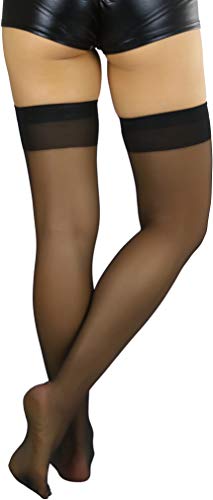 Image of ToBeInStyle Women's Opaque Long Thigh High Stockings w /Decorative Front Satin Bow