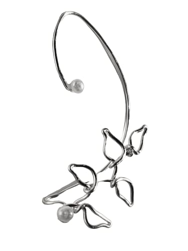 Handmade Vine Pearl Cuff Earring (Silver) for Women and Girls Handcrafted with Love in the USA Jewelry