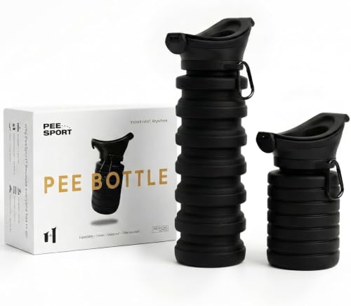 PeeSport Premium Pee Bottle Portable Urinal for Men & Women Leakproof Collapsible Silicone Travel Urinal 1000ml Spill Proof Car Camping Bedside Seen on Shark Tank