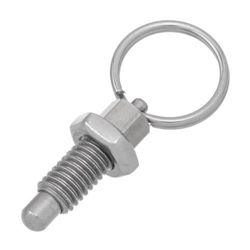 HALLMERS M6 x 12mm Thread 4mm Pin Diameter Ball Head Indexing Spring Plunger with Pull Ring - Stainless Steel Retractable Locking Bolt Auto Stop Non Lock-Out Threaded Index Mechanism Accessory Tool