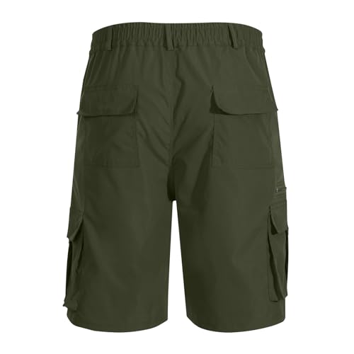 Image of Cargo Shorts for Men,Summer Casual Elastic Waist Big Tall Baggy Shorts Lightweight Hiking Short with Multi Pockets