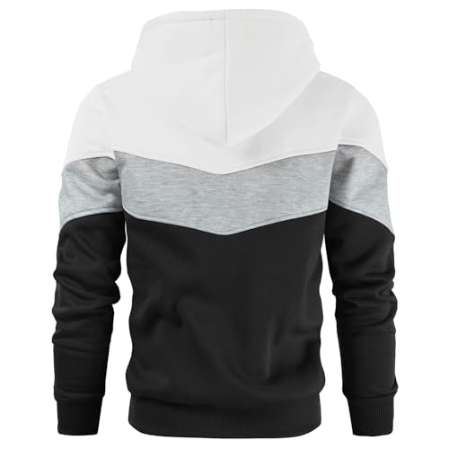 Gesean Men's Novelty Color Block Pullover Fleece Hoodie Long Sleeve Casual Sweatshirt with Pocket - Image 4