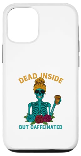 Dead Inside But Caffeinated Skeleton コーヒー エナジードリンク スマホケース iPhone 12/12 Pro 用