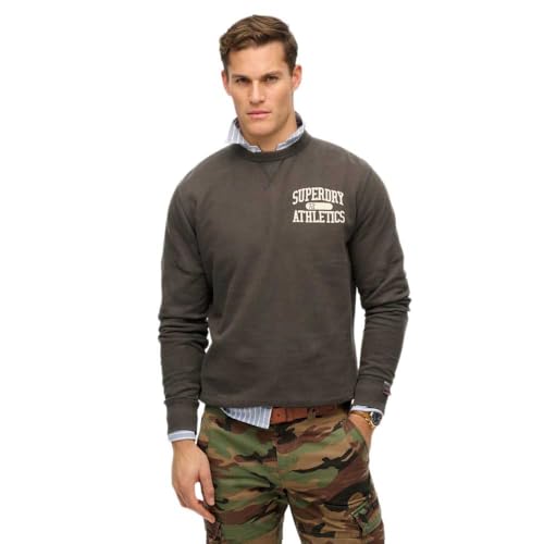 Superdry, Sweats Athletic ESS Crew Charcoal, S, Man, Adulto