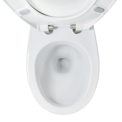 Wand Hänge-WC - Tiefspüler aus Sanitärkeramik, inkl. Soft-Close Deckel (Absenkautomatik), wandhängend & platzsparend, waagerechter Abgang, 35×36×50 cm, Weiß – Bild 3