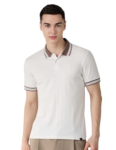 Image of Amazon Brand - Symbol Men Regular Fit Rib Textured Polo| Half Sleeves | Available in Plus Size