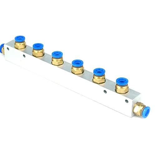 A Kit Push Fit 8mm 6 Way Pneumatic Air Manifold Block Splitter with Couplers