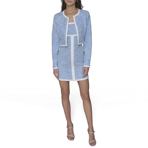 KARL LAGERFELD Women's White Lined Tweed Long Sleeve Cropped Jacket2