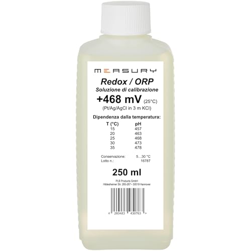 Measury Redox Soluzione di calibrazione 468mV – 250 ml, prodotta in Germania – ORP Soluzione tampone di calibrazione Liquido di calibrazione