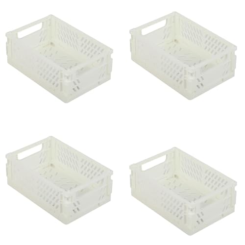 Scatola Pieghevole, Confezione da 4 Cestini Pieghevoli, 25X16X10 cm Contenitore Portaoggetti Pieghevole, Contenitore Impilabile, per Armadio, Libreria, Bagno, Camera da Letto, Cucina