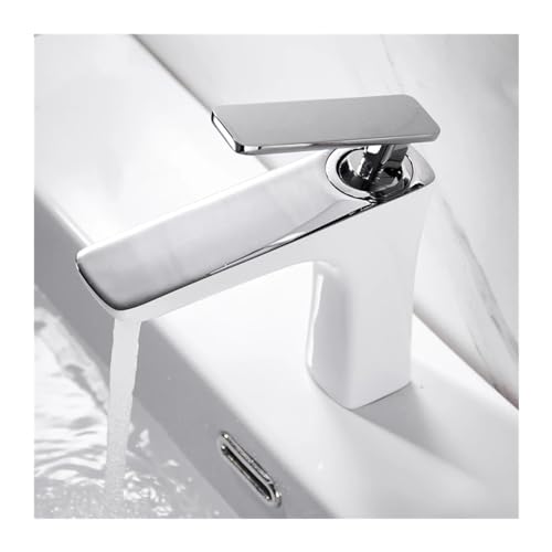 Robinets de bassin d'eau chaude et froide chrome et or blanc en laiton