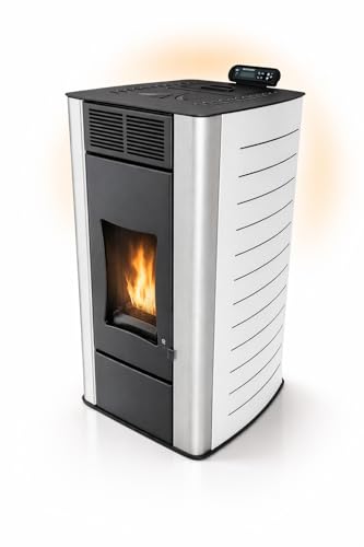 NEMAXX P18 Wasserführender Hydro-Pelletofen 18 kW bis 300 m BAFA/förderfähigZentralheizung A+ 40 kg Tank Wasser 12 5 kW bis 18 Std. Laufzeit ECO Automatik Wochentimer Wi-Fi Ready Weiß