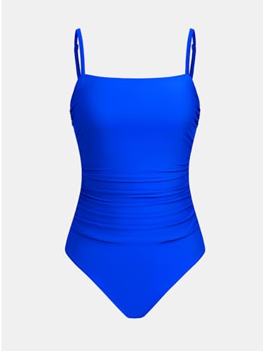 Image of CUPSHE Women Swimsuit One Piece Bathing Suit Square Neck Cutout Back Tummy Control with Adjustable Spaghetti Straps