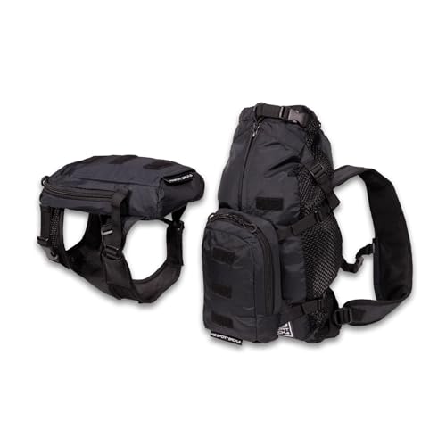 K9 Sport Sack Walk-On - X-Small, Anthracite Black - Ideal for Dogs with 9-12” Back Length - Lightweight, Packable, Backpack-Style Carrier - Includes Compatible Harness & Storage Bag