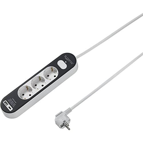 Sygonix SY-4755366 Steckdosenleiste mit Schalter Weiß, Grau Schutzkontakt 1 St.