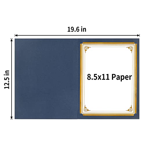 Sunee 30 Packs Navy Blue Certificate Holders For 8.5X11 Award Certificates, Certificate Covers With Gold Foil Border #TOP2