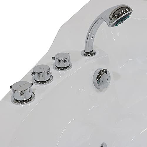 61" Acrylic Whirlpool Corner Bathtub 2 Person Hydro-Massage Soaking Spa Double Ended Tub (Q312N) #TOP5