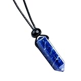 Sodalite Crystal Point Necklace - Genuine Stone Pendant for Good Luck Wisdom & Clarity - Natural Gemstone Amulet on Adjustable Cord - Healing Jewelry Gift for Men Women - Throat Chakra Stone (Sodalite - Throat Chakra)