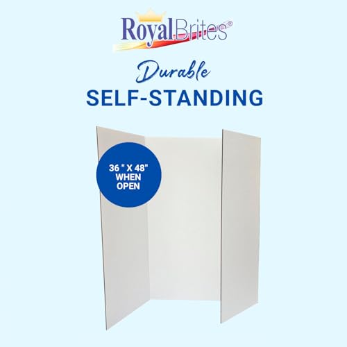 Royal Brites Premium Project Board, Tri-fold Presentation Board 36\" x 48\", Exhibition, & Science Fair Display Boards, Trifold Poster Board with Smooth Surface, White/White, Pack of 6 - Thumbnail 3
