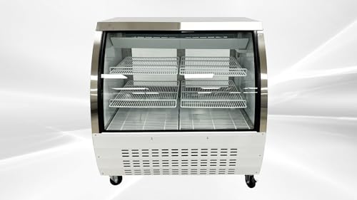 Elite Kitchen Supply Commercial Deli Refrigerator, ETL Bakery Pastry Deli Meat/Seafood Display, Fridge Cooler Merchandiser Showcase, Restaurant Stainless Steel Curved Glass 48