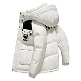 BHGLUZGBY Chaqueta Plumas Down Jacket Unisex Acolchada Ligera con Capucha Extraíble Abrigo Cálido para Invierno,White,3XL(82.5