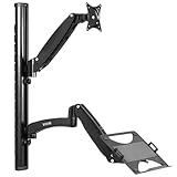 VIVO Sit-Stand Wall Mount Counterbalance Height Adjustable Monitor and Laptop Workstation for Screens up to 27 inches, STAND-SIT1L