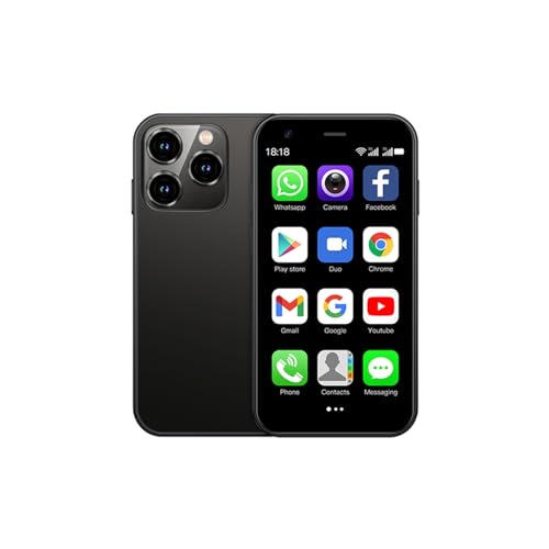 XS15 3G Mini Smartphone 3.0 Inch WiFi GPS China Mobile RAM 2GB ROM 16GB Quad Core Android 8.1 Cell Phones 3D Glass Slim Body HD Camera Dual Sim Cute Palm Smartphone (Black)