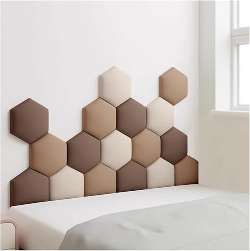 Paneles de pared tapizados, adhesivos hexagonales autoadhesivos para decoración de guardería, 3D, anticolisión, para cabecero de pared, acolchado de pared, paquete de 17