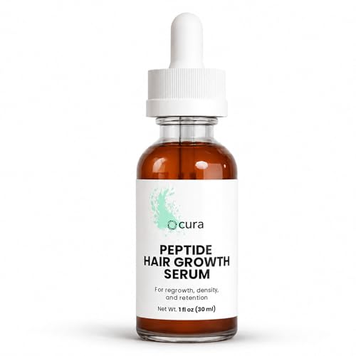 Cura Peptide Hair Growth Serum for Fuller-Looking Hair, Scalp & Hair Care Formula with 5 Peptides, Arginine, Rosemary, Saw Palmetto & Botanical Extracts, Lightweight Leave-In Hairs Serum, 1 fl oz