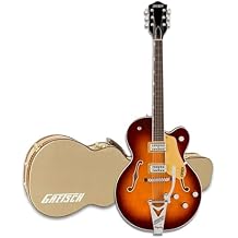 Gretsch G2655T Streamliner Center Block Jr. Double-Cut Electric Guitar with Bigsby and Laurel Fingerboard Forge Glow Bundle with Gretsch Case for Streamliner Electric Guitar Brown 2 Items