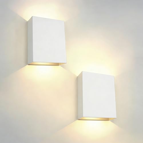 Image of KICAAO LED Wall Sconces Set of Two, 12W Wall Light, White Warm Light 3000K | Hardwired Aluminum Modern Wall Lamp, Up Down Wall Mount Lights for Living Room Hallway Bedroom Decor