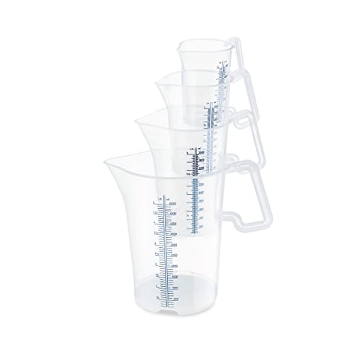 thermohauser Messbecher m. geschlossenem Griff, 3000 ml, Kunststoff PP, blaue Skala in Litern und Millilitern, Klar – Ansicht 2