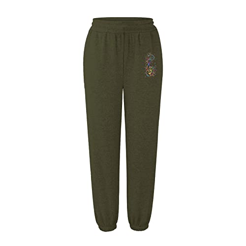 Heavkin Womens Loose Printed Slacks Pleated Elastic Waist Casual Trousers Sweat Pants Comfortable Casual Pants For Maternity #TOP6