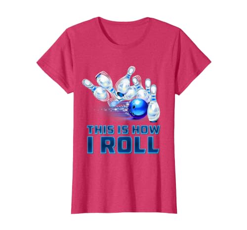 This is How I Roll Bowling T-Shirt, Women, Red Heather, X-Small