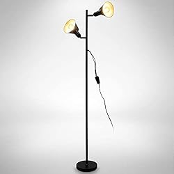 Lamparas Bebe Pie B.K.Licht I Lámpara de pie giratoria I Lámpara de pie I Lámpara de salón retro I Lámpara de lectura I Luz conmutable por separado I 2x casquillo E27 I sin bombilla